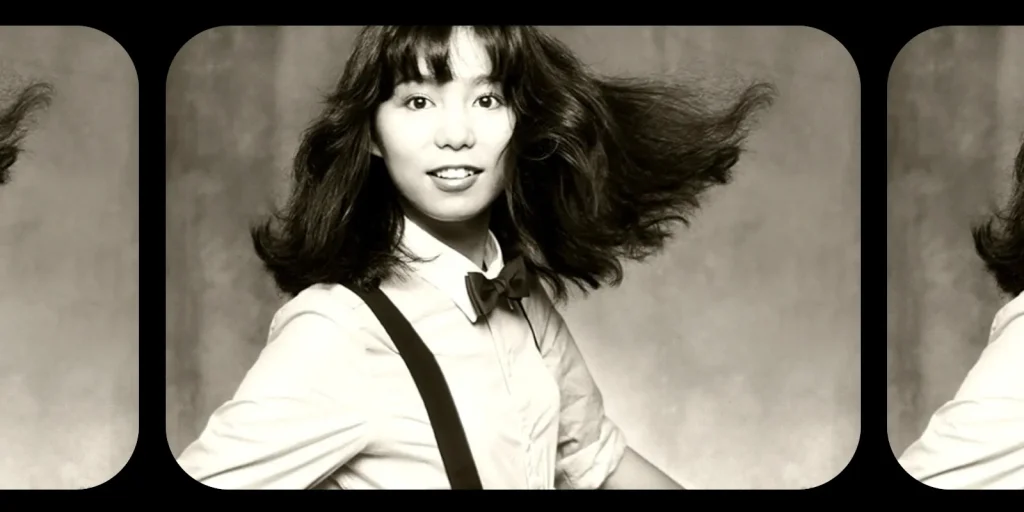 Black-and-white portrait of Mariya Takeuchi.